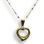 Collana specchietto con cuore bombato aperto